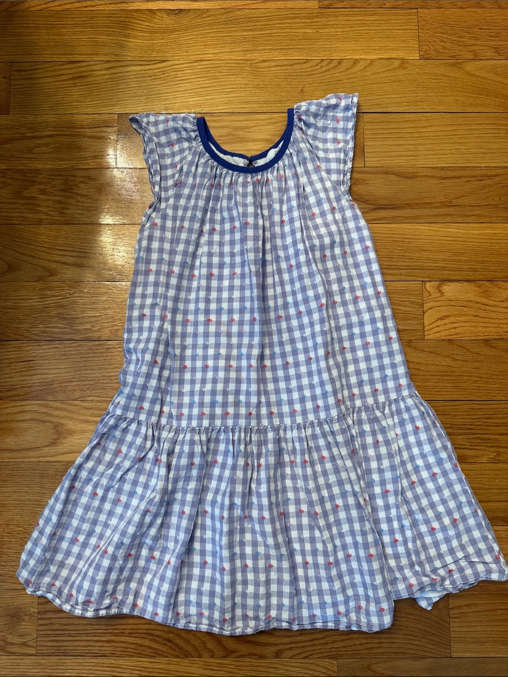 Rockets of Awesome Light Blue Gingham Sundress with embroidered Dot Accents 10